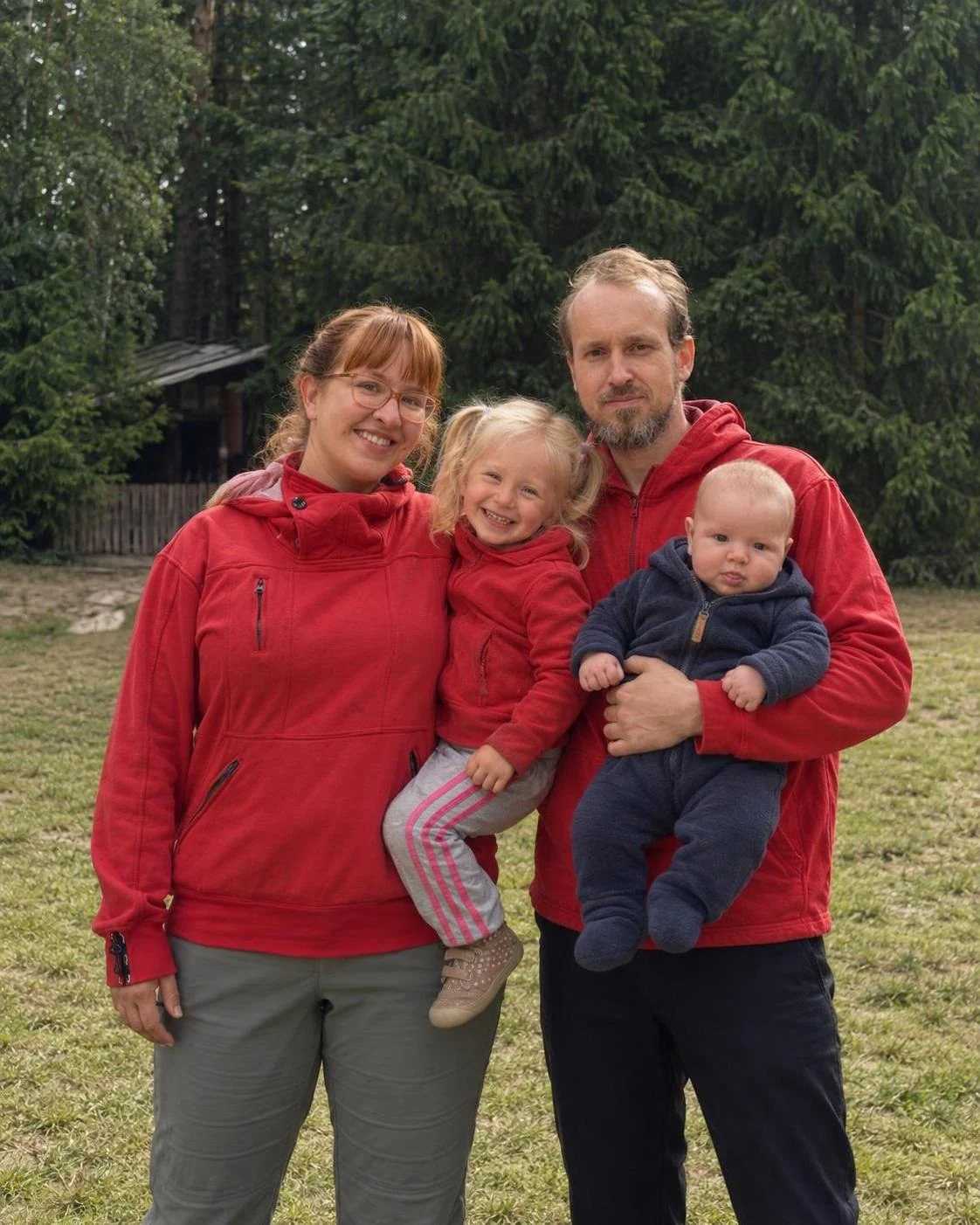 Jakub Roh and Gabriela Rohová outdoors with their children.
