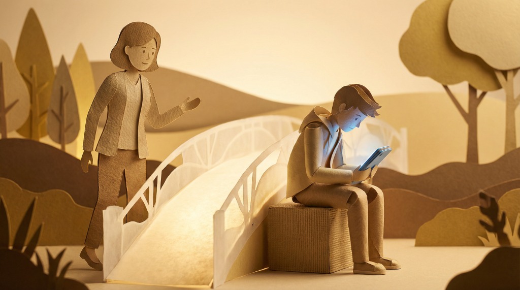 Illustration of a parent and teenager from a VOfflinu article.