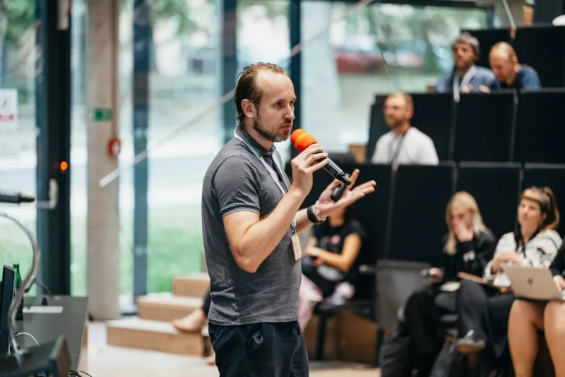 Jakub Roh giving a talk