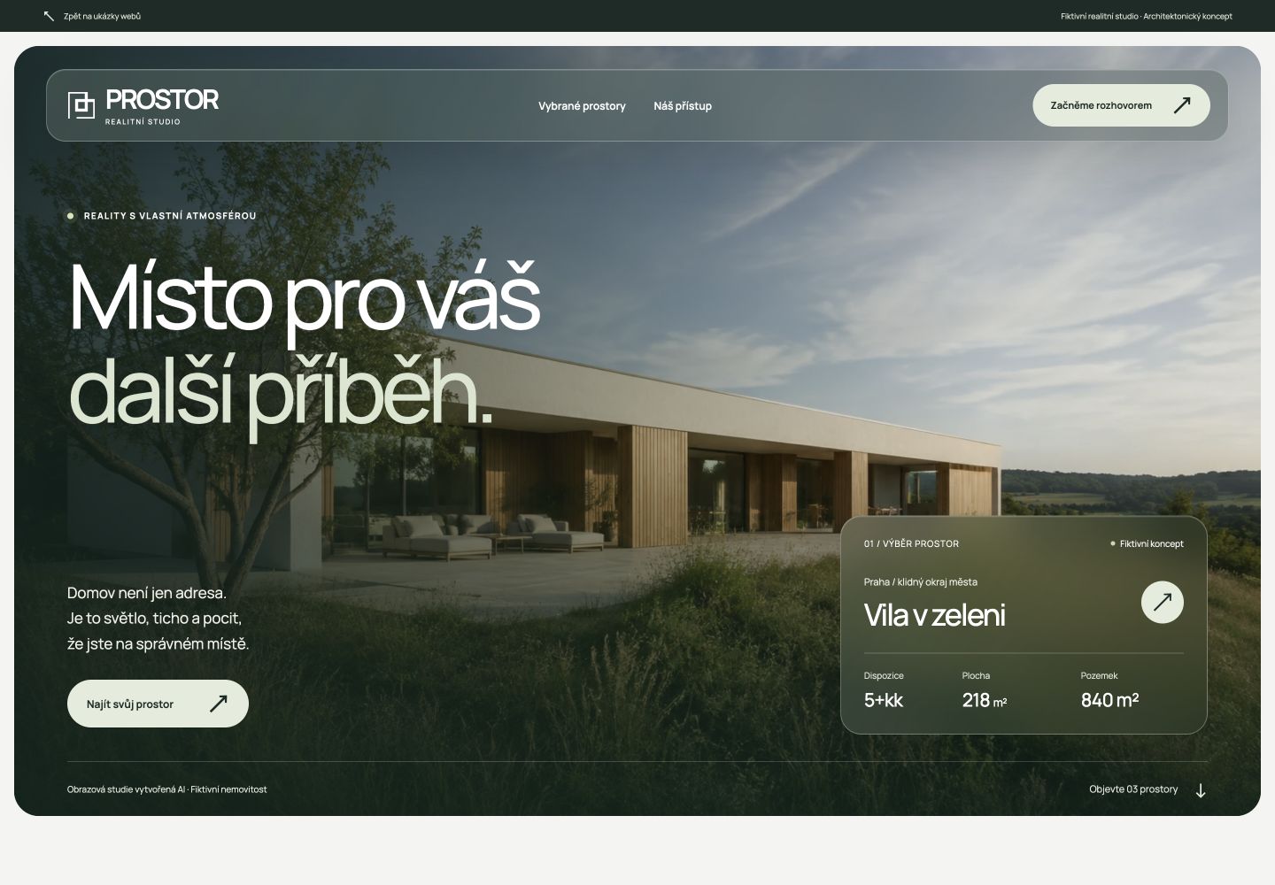 PROSTOR — a distinctive website example for a fictional property studio