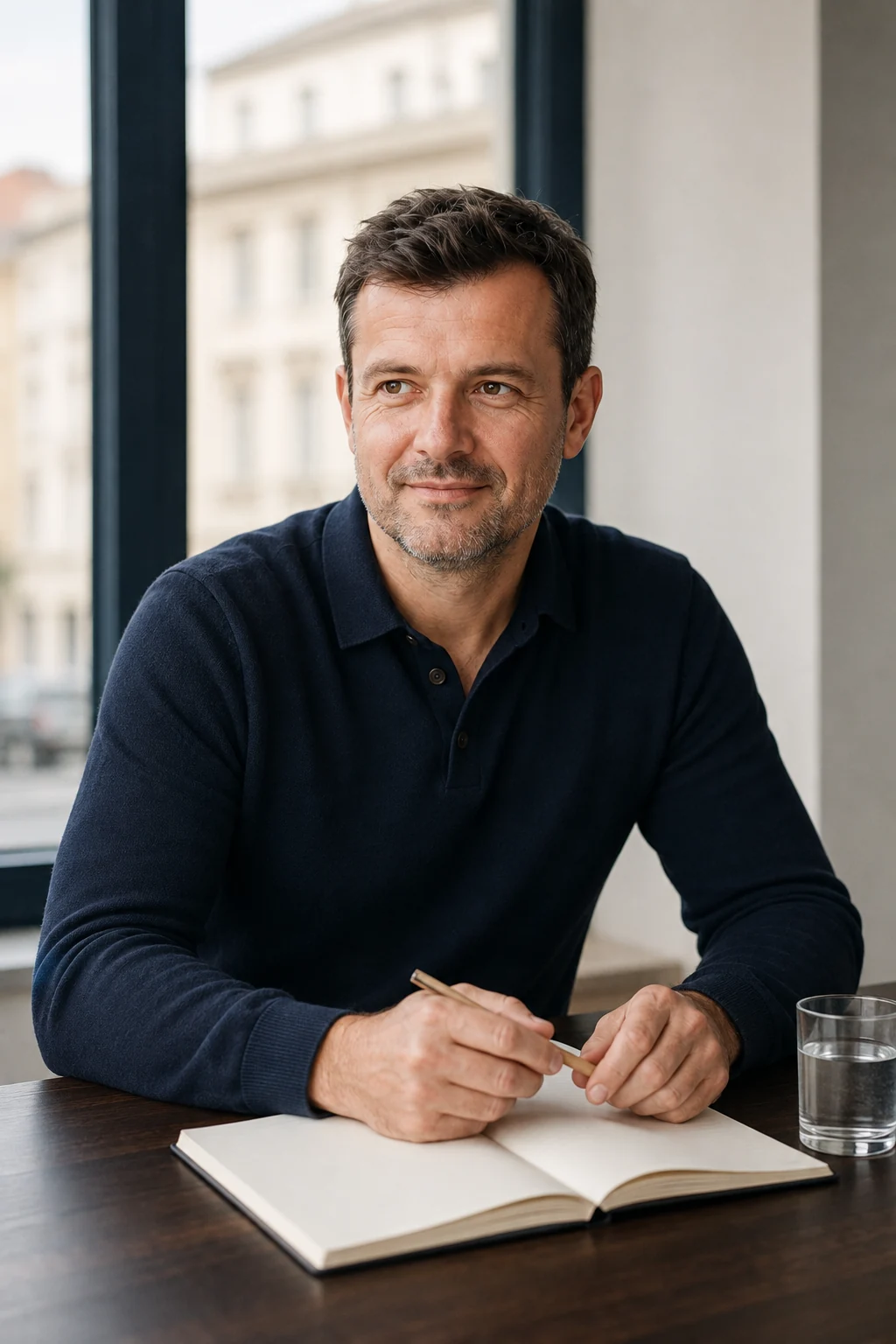 Illustrative photograph of Martin Vacek working in an office